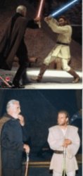 Obi wan and Dooku fighting and talking Meme Template