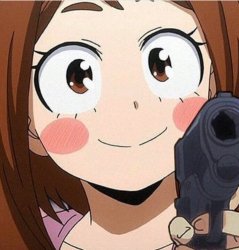Uraraka holding a gun Meme Template