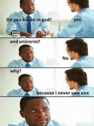 God vs. unicorns Meme Template