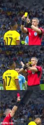 Daronco showing the red card Meme Template