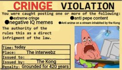Cringe Violation Meme Template
