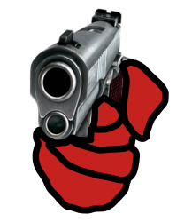 Red Imposter's Hand With Gun Meme Template