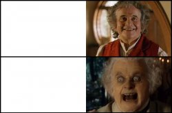 Bilbo happy and scary Meme Template