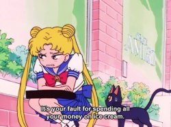 Sailor Moon It’s your fault for spending all your money on ice Meme Template