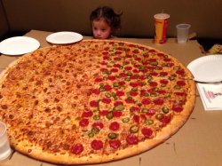 Little girl, gigantic pizza Meme Template