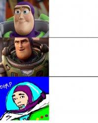 THREE DIFFERENT BUZZ LIGHTYEAR, THREE PANEL Meme Template