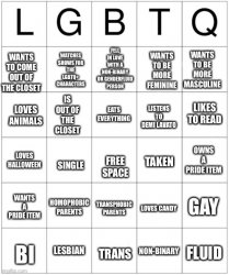 LGBTQ bingo. Meme Template