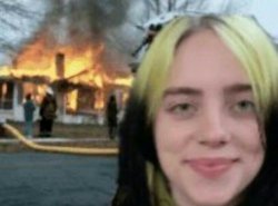 billie eilish and a burning house Meme Template
