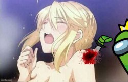 Green Impostor kills Anime girl in the shower Meme Template