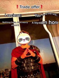 Sloth Trojan horse deep-fried 2 Meme Template