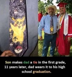 Son makes dad a tie Meme Template