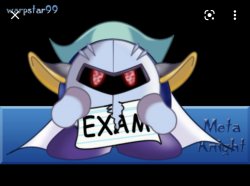 Meta Knight ripping the exam Meme Template