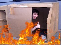 Cardbord box kid in flames Meme Template