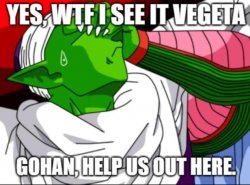 Piccolo wtf I see it Vegeta. Take care of it gohan Meme Template