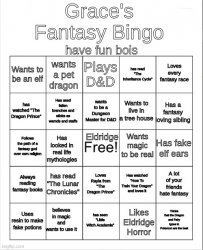 Grace's Fantasy Bingo Meme Template