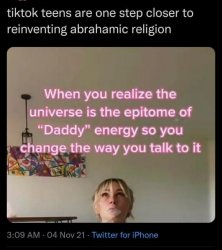 Tiktok teens reinventing Abrahamic religion Meme Template
