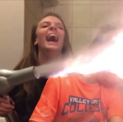 Flamethrower Hair Dryer Meme Template