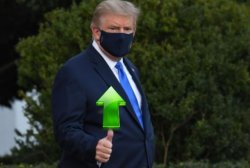 Trump upvote face mask wide 2 Meme Template