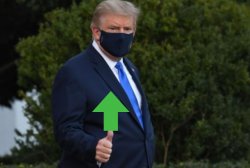 Trump upvote face mask wide Meme Template