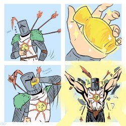Knight drinking potion to overcome damage Meme Template