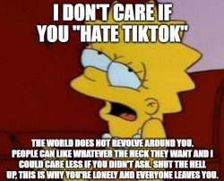 I Don't Care If You Hate TikTok Meme Template