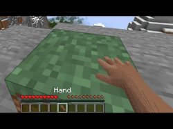 Hand touching Minecraft grass block Meme Template