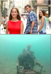 Distracted Boyfriend with Skeleton Meme Template