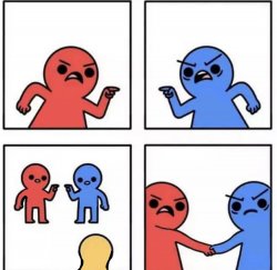 Red and blue stickman Meme Template