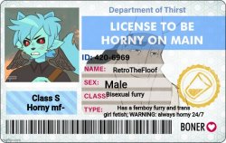 RetroTheFloof's Horny License Meme Template