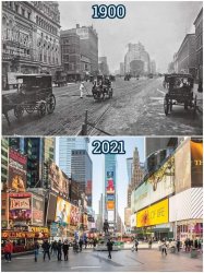 Times Square then and now Meme Template