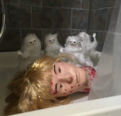 Persian cats with bloody doll head Meme Template