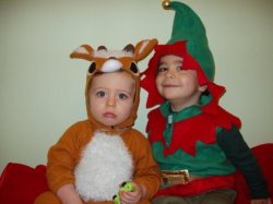 Christmas Elf Boy & Reindeer Baby Meme Template