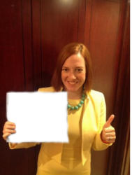 Jen Psaki png holding a sign Meme Template