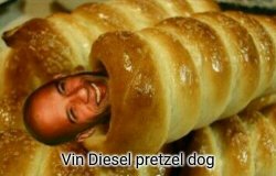 Vin Diesel pretzel dog Meme Template