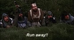 Monty Python RUN AWAY Meme Template
