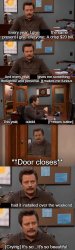 Ron Swanson automatic door scene (blank) Meme Template