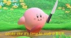 Kirby with a knife Meme Template