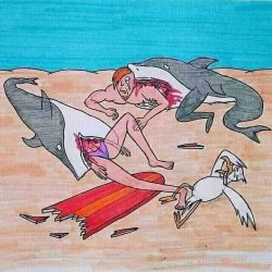 Shark attack love story 6 Meme Template