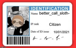 Sloth ID card Meme Template