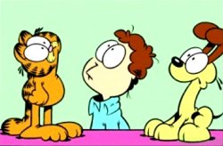 Garfield, Jon and Odie looking up Meme Template