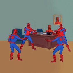 Spiderman Pointing desk Meme Template