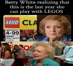 betty white lego upset Meme Template