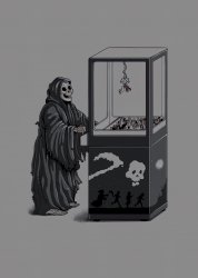 Grim Reaper at Skill Tester Claw Machine Meme Template