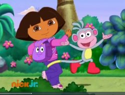 Boots Jumping While Dora Is Running Meme Template
