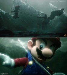 Sephrioth  almost kill Mario Meme Template