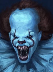 pennywise drawing with sharp teeth Meme Template