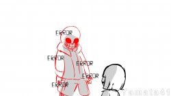 Error!Sans looking down at Core!frisk Meme Template