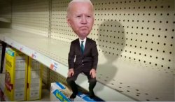 Biden on empty store shelf Meme Template