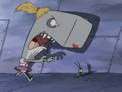 pearl trying to kill plankton Meme Template