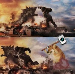 THORChain Doge vs King Kong & Godzilla Meme Template